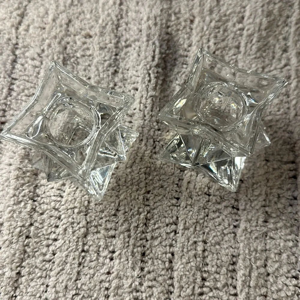 Set o/2 Over 24% Full Lead Crystal Candle holders -tapers. Star shaped.See pics
